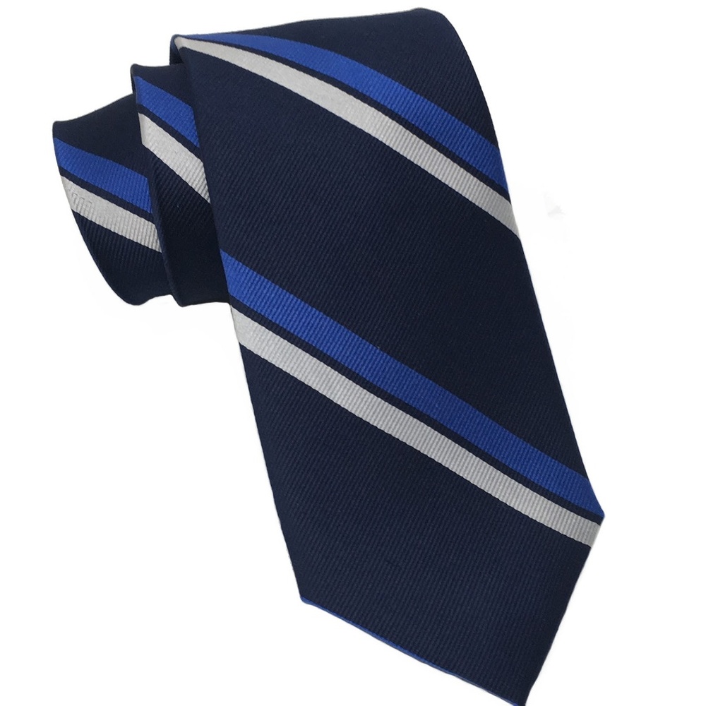 NWOT Tommy Hilfiger Stripe Silk Tie Navy Blue